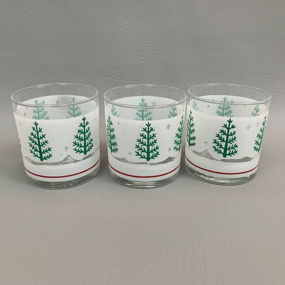 Clear Frost Glass Double Old Fashion Christmas Tree Lot of 3 Made in Brazil - Picture 2 of 5
